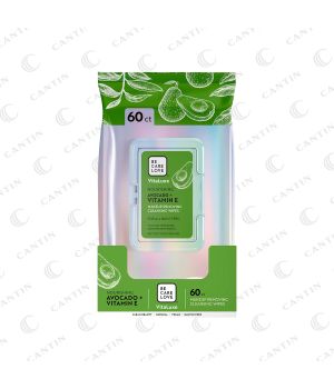 NOURISHING AVOCADO + VITAMIN E  MAKEUP REMOVER WIPES 60/pack #BCL67012 VITALUXE